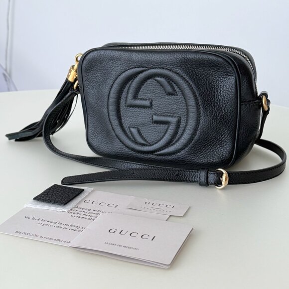 GUCCI Soho Disco Bag in Black Pebbled Leather - Picture 1 of 12